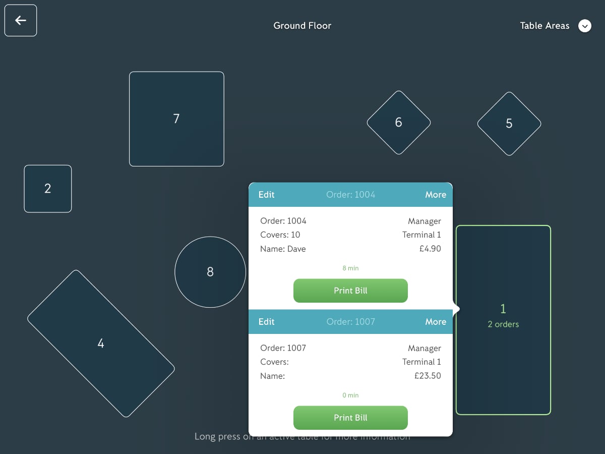 iZettle Pro – tafel management
