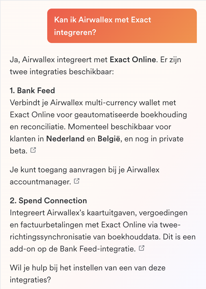 screenshot van de AI van Airwallex screenshot van de AI van Airwallex