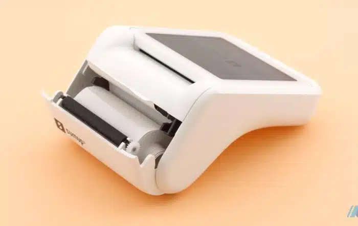 SumUp Solo met printer, geopende papierrolklep